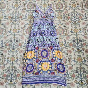 Angie Deep V-Neck Patterned Maxi Dress Women's M